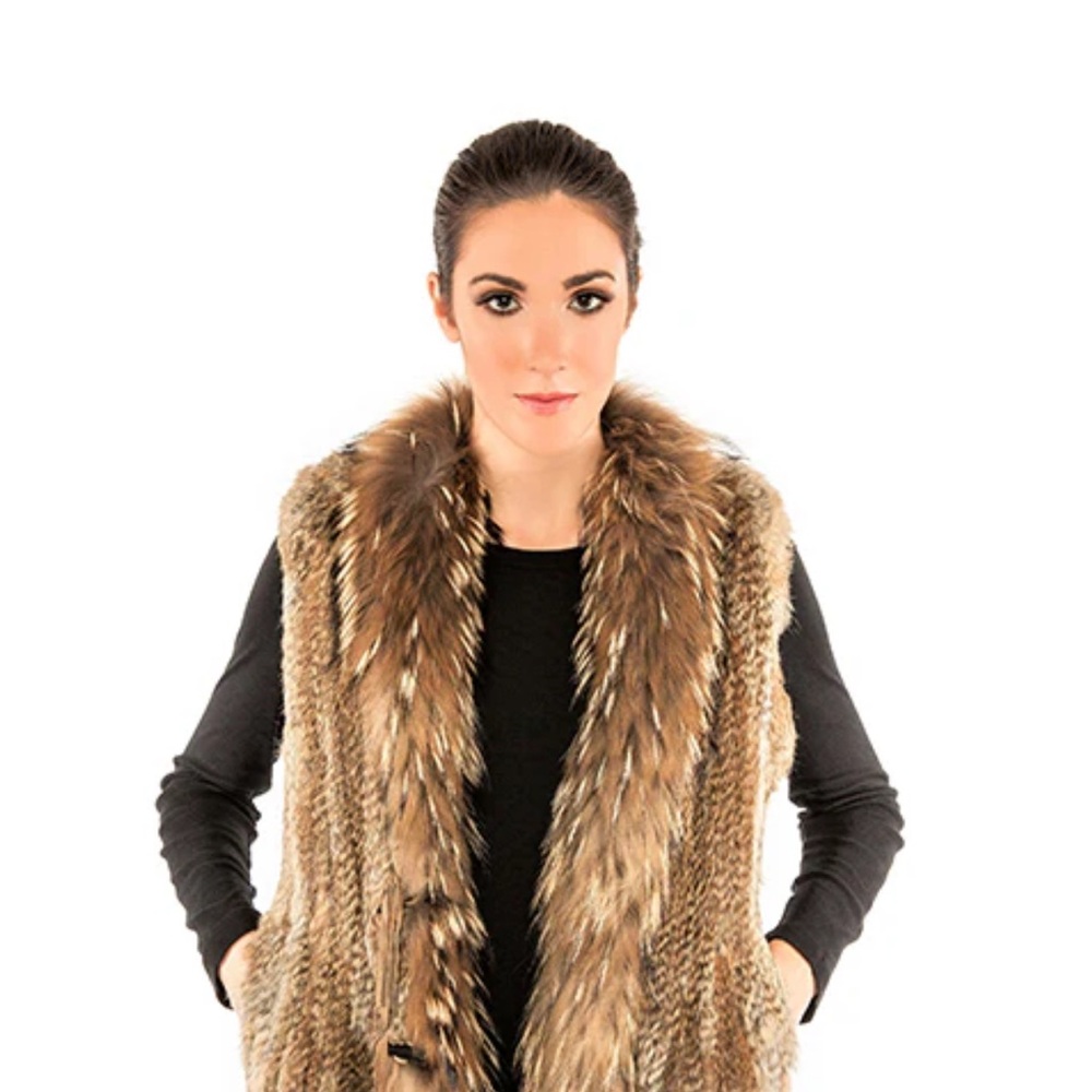 Luxurious Real Rabbit Fur Vest - Tan